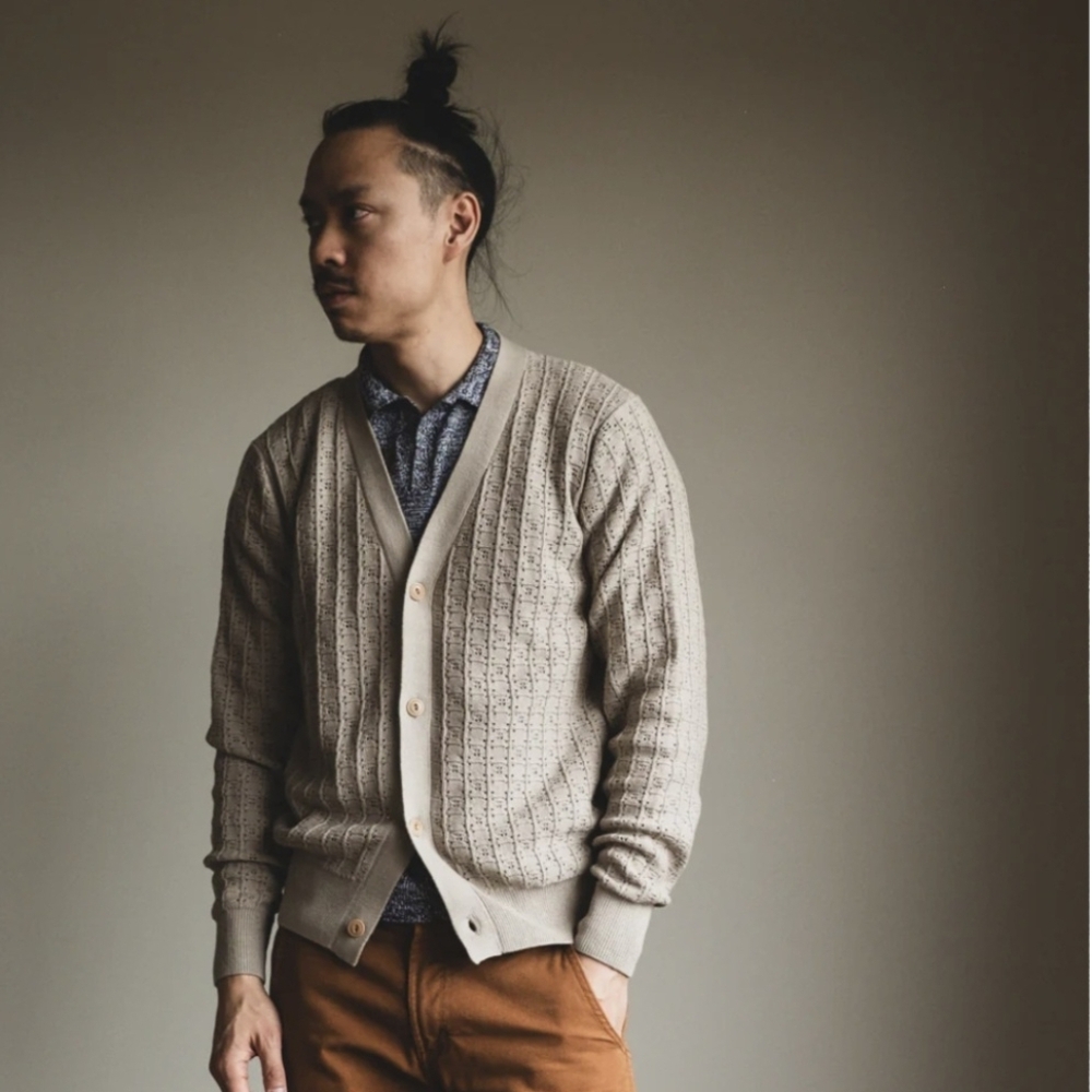 3sixteen Beige Knit Button-Up Cardigan